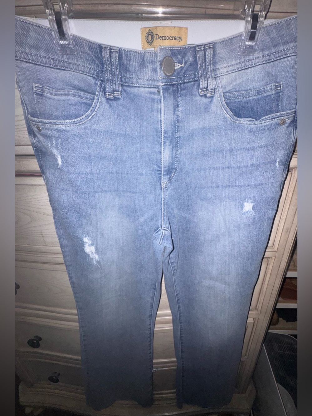 Democracy Light Blue Distressed Stretch Jeans - Picture 1 of 2